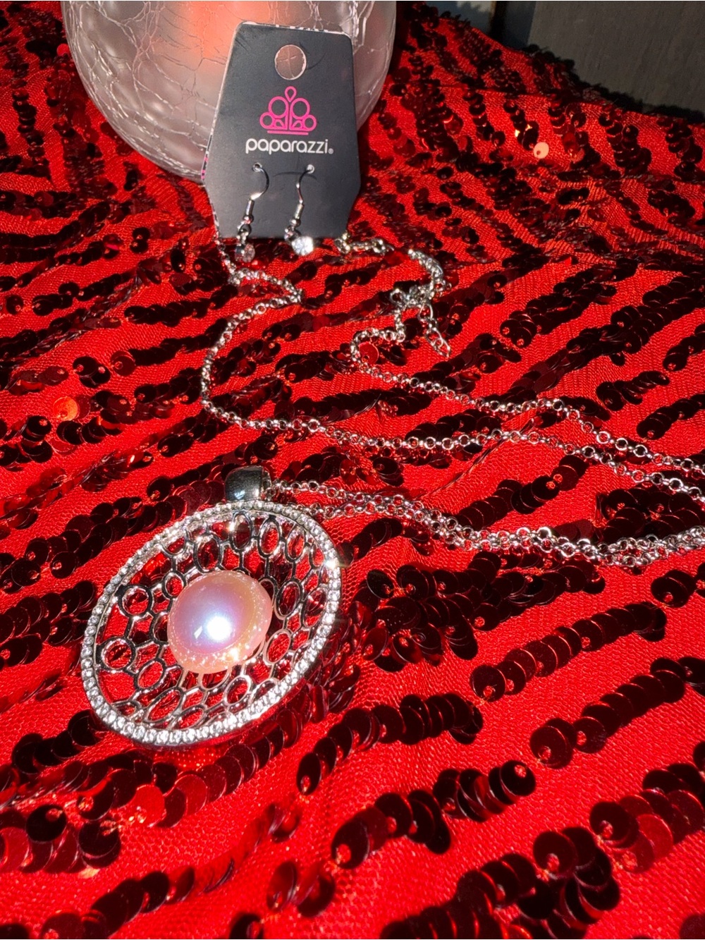 Paparazzi Silver Pink Pendant Long Necklace